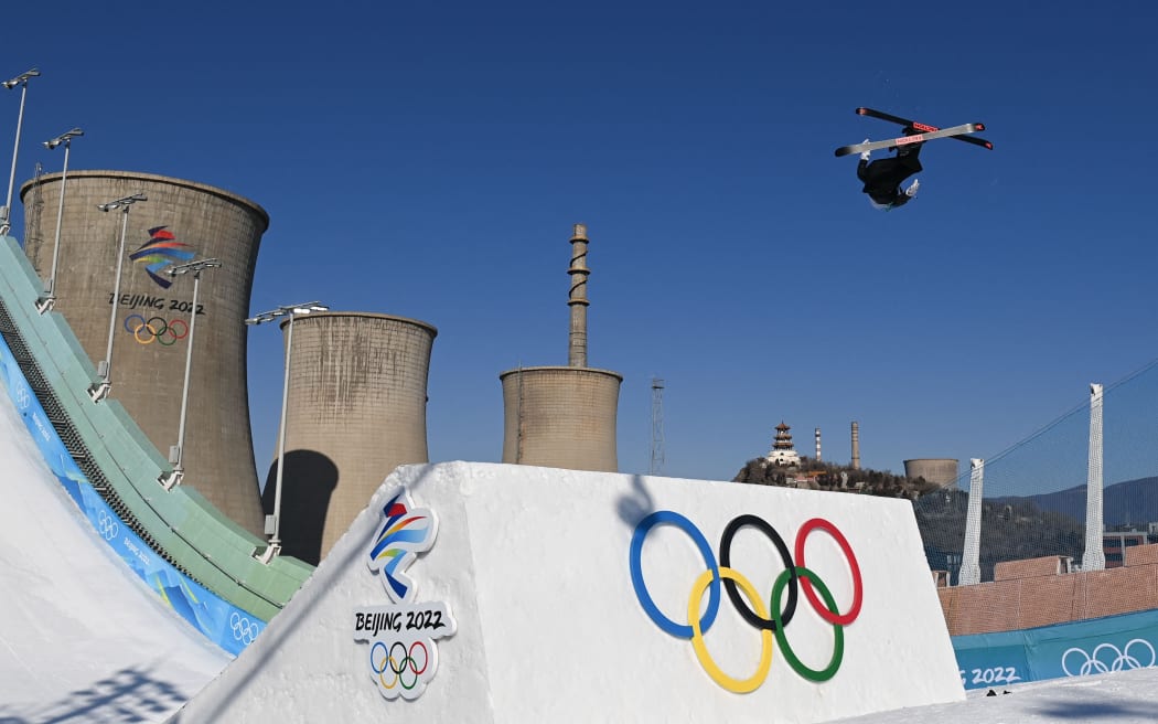 Gu Ailing of China competes during women's freeski big air final at Big Air Shougang in Beijing.