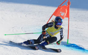 New Zealand's Alice Robinson in action at the FIS Giant Slalom Australia New Zealand Cup at Cardrona.