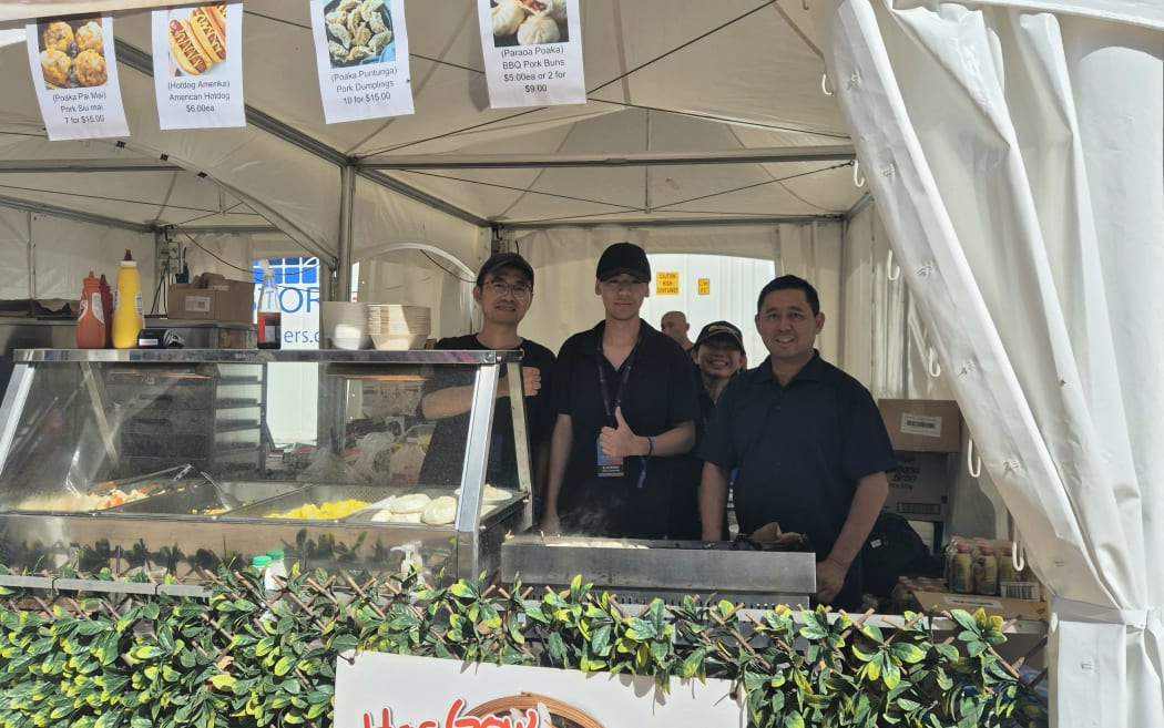 Alan Lee, Eddie Liu, and Chain Shi from Sunway are loving being amongst Māori