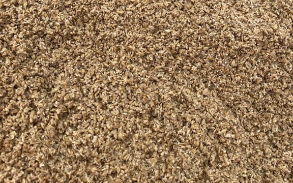 A closeup of the grain at the factory.