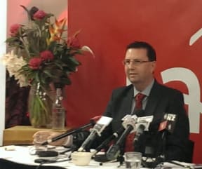 Tim Barnett announcing the result in Wellington.