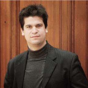publicity shot of Hungarian composer András Gábor Virágh