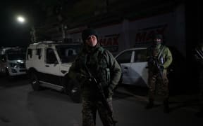 Indian forces remain alert after a massive blast rips through a police station in the Nowgam area of Srinagar, Indian-administered Kashmir, on 14 November 2025.