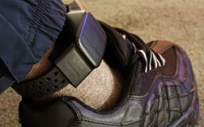 An electronic monitoring bracelet.