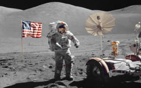 Commander Gene Cernan, the last person to walk on the moon, during NASA's final Apollo lunar landing mission, in December 1972.