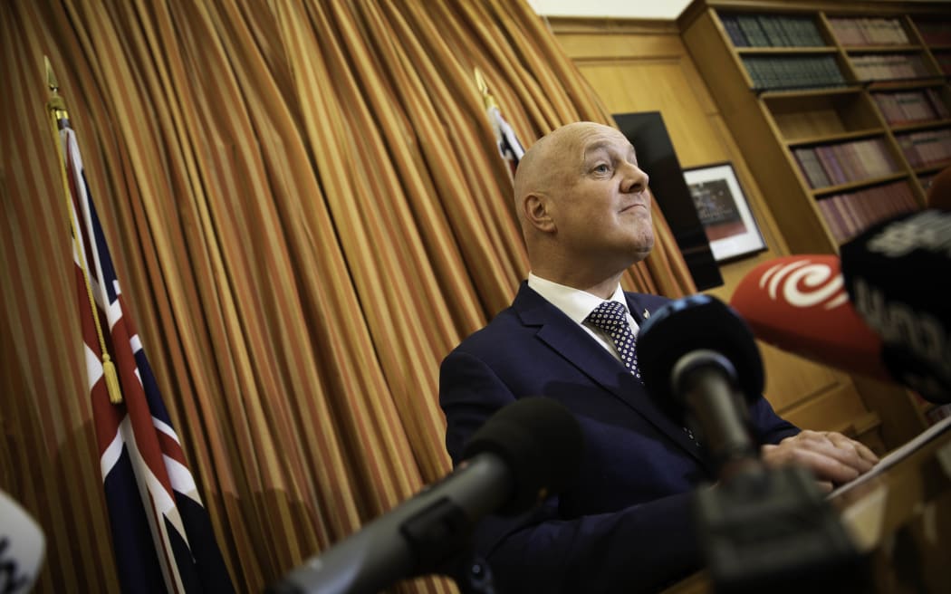 Christopher Luxon speaks to media after the reveal of the special votes in Election 2023