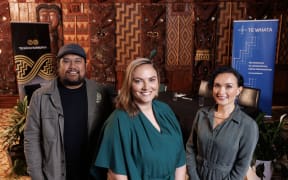 Panellists at the release of iwi affiliation data from left, Huirama Matatahi (Waahi Paa), Kirikowhai Mikaere (Te Arawa, Tūhourangi, Ngāti Whakaue) Lead Technician for the Data ILG and Te Kāhui Raraunga and Professor Tahu Kukutai (Ngāti Tīpā, Ngāti Mahanga, Ngāti Kinohaku, Ngāti Ngawaero and Te Aupōuri).
