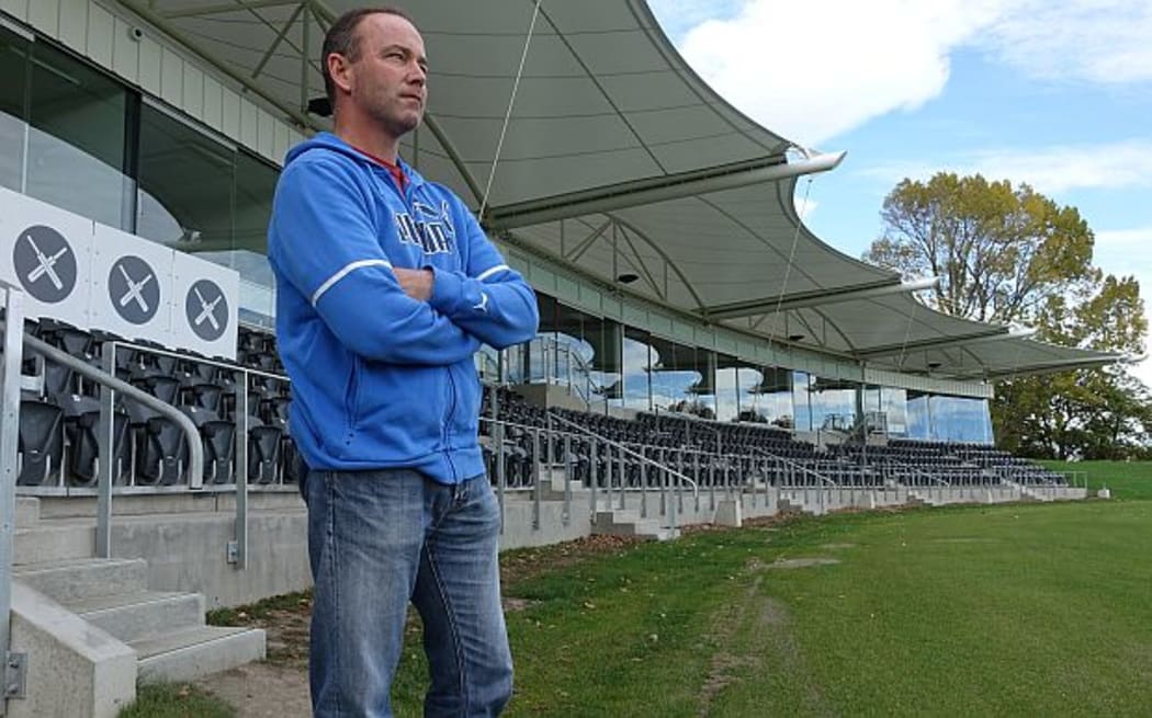Canterbury Cricket CEO, Lee Germon, surveys the country's newest cricket ground, Hagley Oval