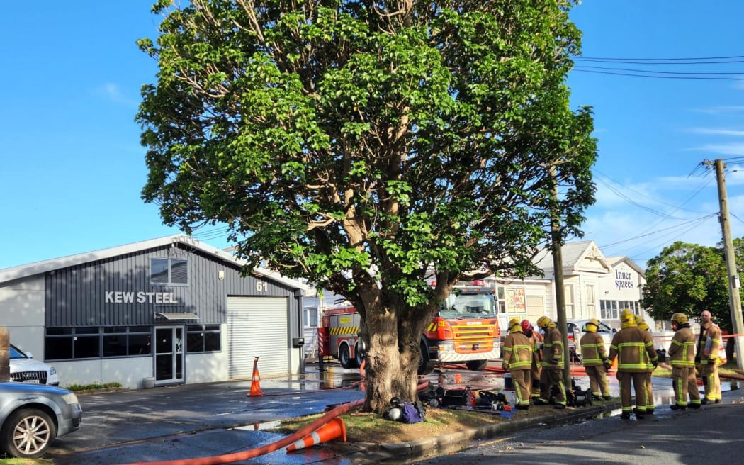 A fire on Galway Street, Onehunga on 21 February, 2024.