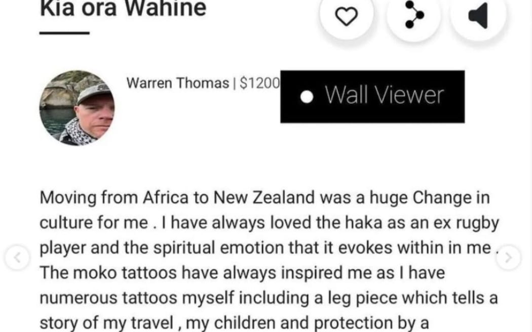 The painting depicting Oriini Kaipara was listed for $1200.