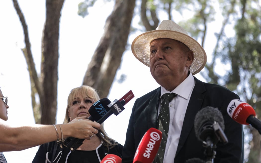 Shane Jones speaks to media at Waitangi