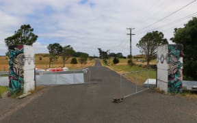 The open gates at Ihumātao this morning.