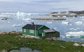 Ponant ship L'Austral among icebergs off Illulissat