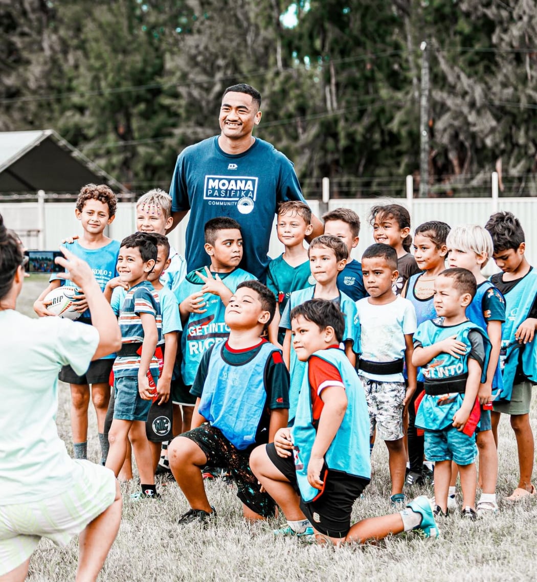Young fans in Tonga ready to cheer Moana Pasifika on. Photo: Moana Pasifika