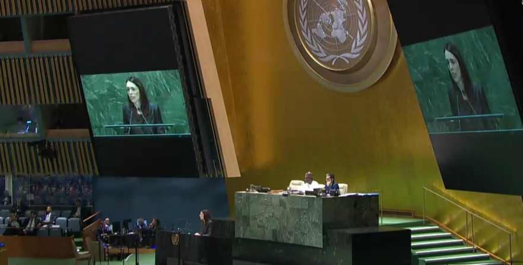 Prime Minister Jacinda Ardern addresses the UN General Assembly.