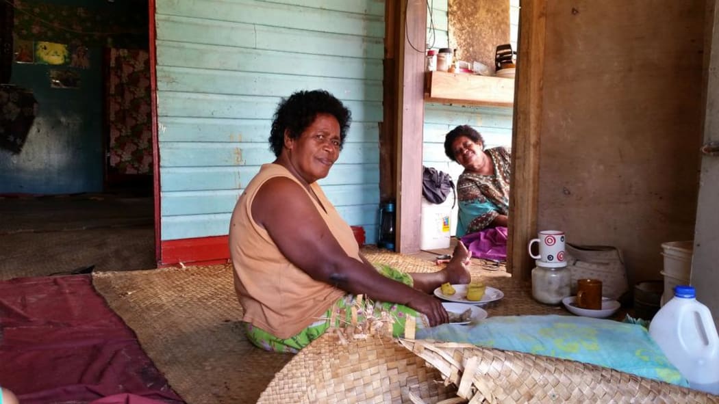 Laite Ravato is sick and awaiting medicine. She hurt her back in the cyclone and may have had contaminated water.