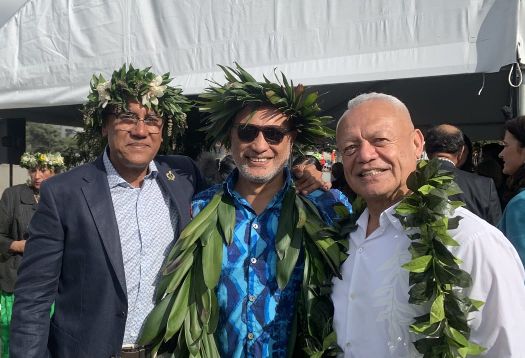 Michel Tuffery, Alfred Ngaro and Tuaine-Nurse Tamarua Robati (L-R).