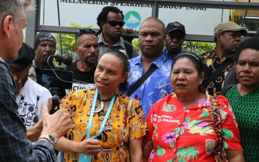 United Liberation Movement for West Papua campaigners at the 22nd Melanesian Spearhead Group Leaders' Summit. 23 August 2023