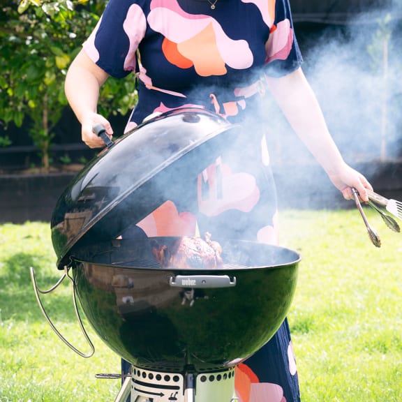 Jess Daniell's slow chicken being barbequed