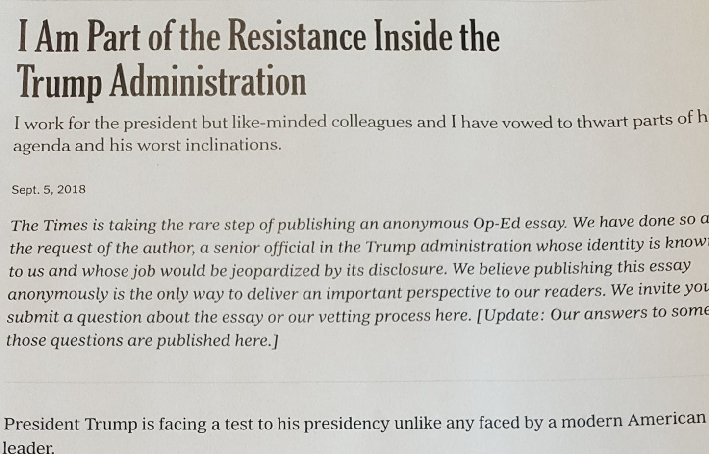 NY Times Trump op-ed