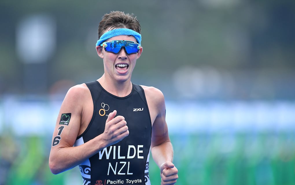 Hayden Wilde (NZL), in August 2019 at the  ITU World Olympic Qualification Event Elite Men's in Odaiba, Tokyo, Japan. (file photo)