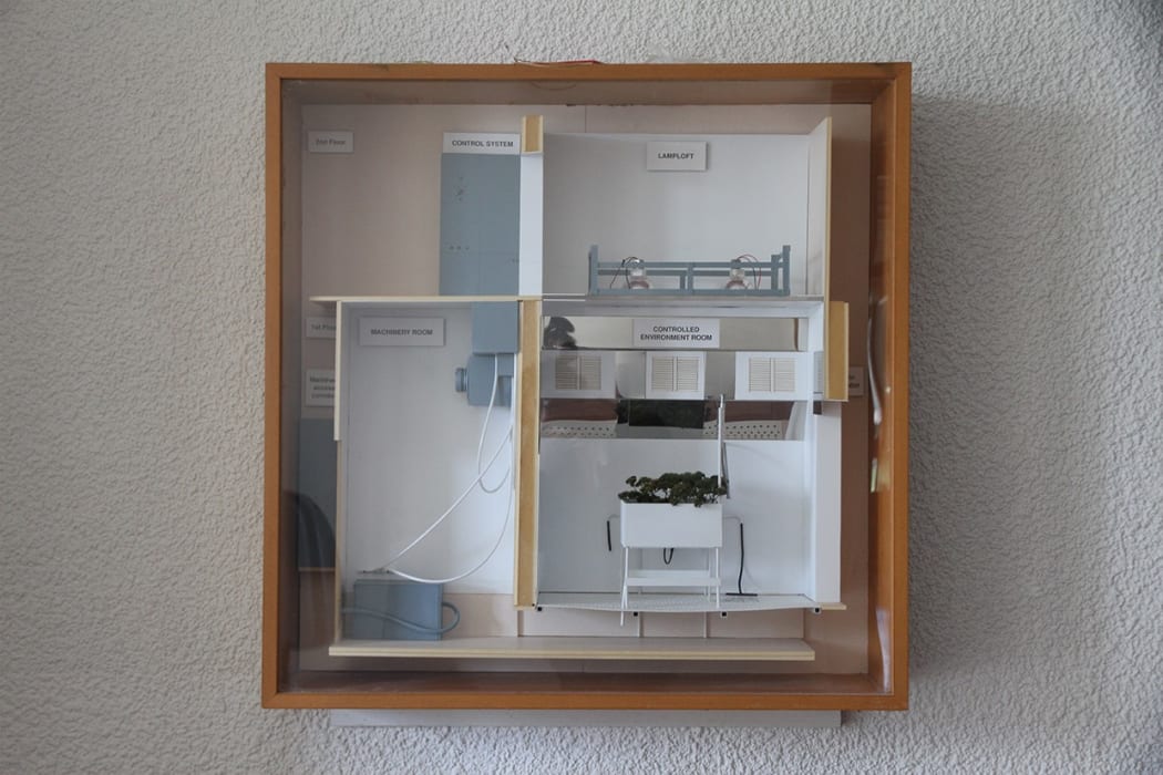 Controlled Environment Laboratory - an original model of the laboratory in Palmerston North, still on the wall at the main entry.