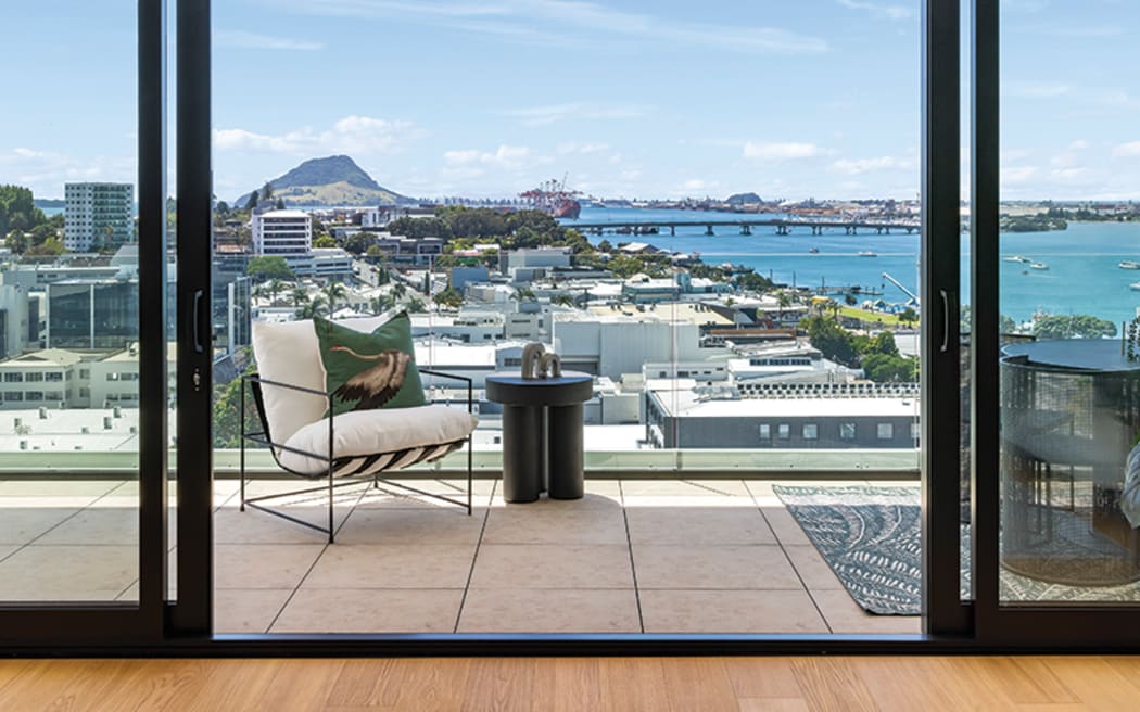 Interior view of Elizabeth Towers, which is on the corner of Devonport Rd and Elizabeth St, Tauranga.