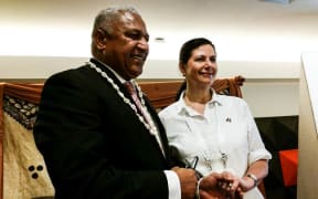 Fiji Prime Minister Frank Bainimarama and Australian Senator Concetta Fierravanti-Wells