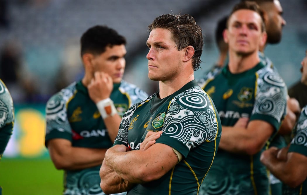 Third Bledisloe Cup Test Match between the Qantas Wallabies and New Zealand All Blacks at ANZ Stadium, Sydney, Australia. Michael Hooper of the Wallabies. Photo: Photo: Stuart Walmsley / www.photosport.nz