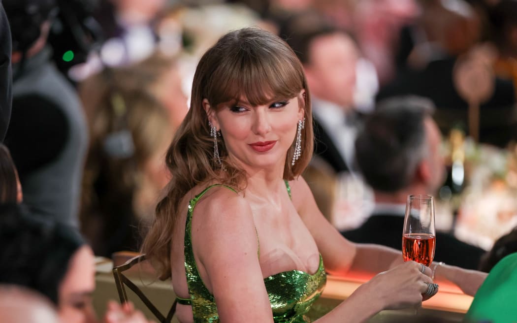 Taylor Swift at the 81st Golden Globe Awards held at the Beverly Hilton Hotel on January 7, 2024 in Beverly Hills, California. (Photo by Rich Polk/Golden Globes 2024/Golden Globes 2024 via Getty Images)