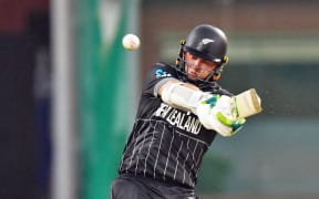 New Zealand's captain Tom Latham in action