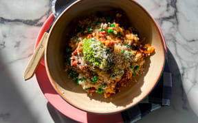 Easy Eats All-in-one oven baked chorizo risotto