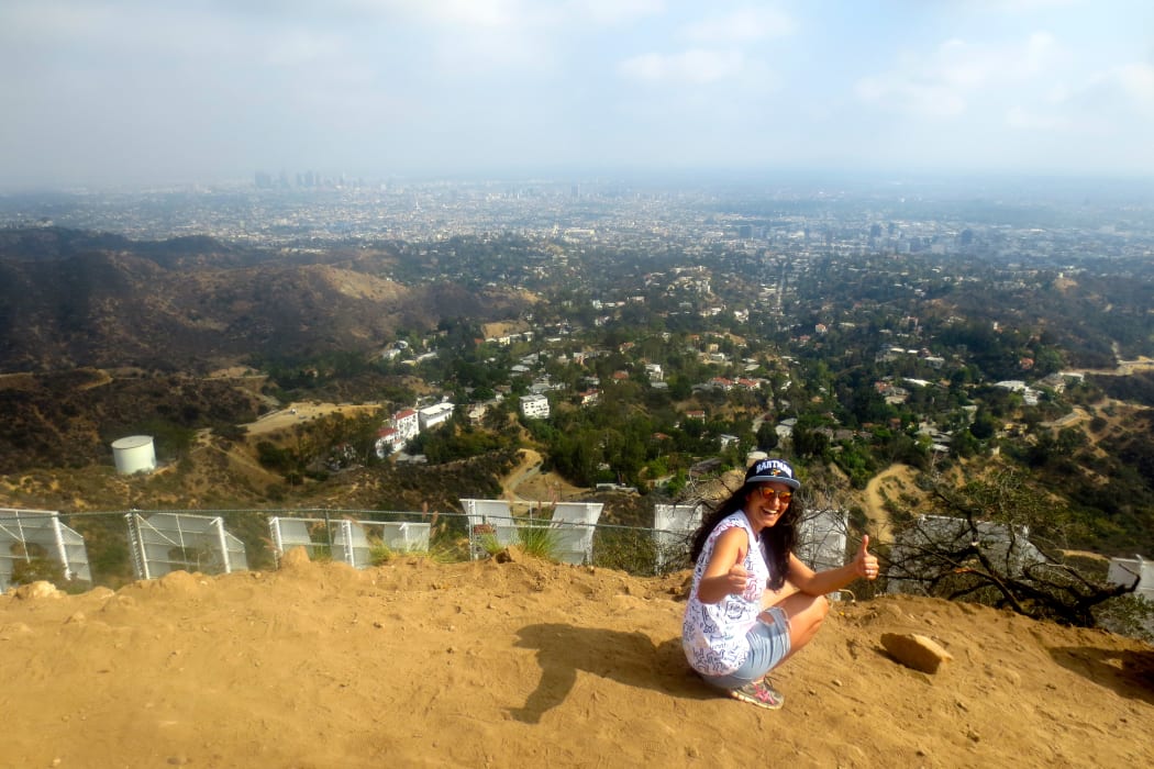 Madeleine Sami at the Hollywood sign.