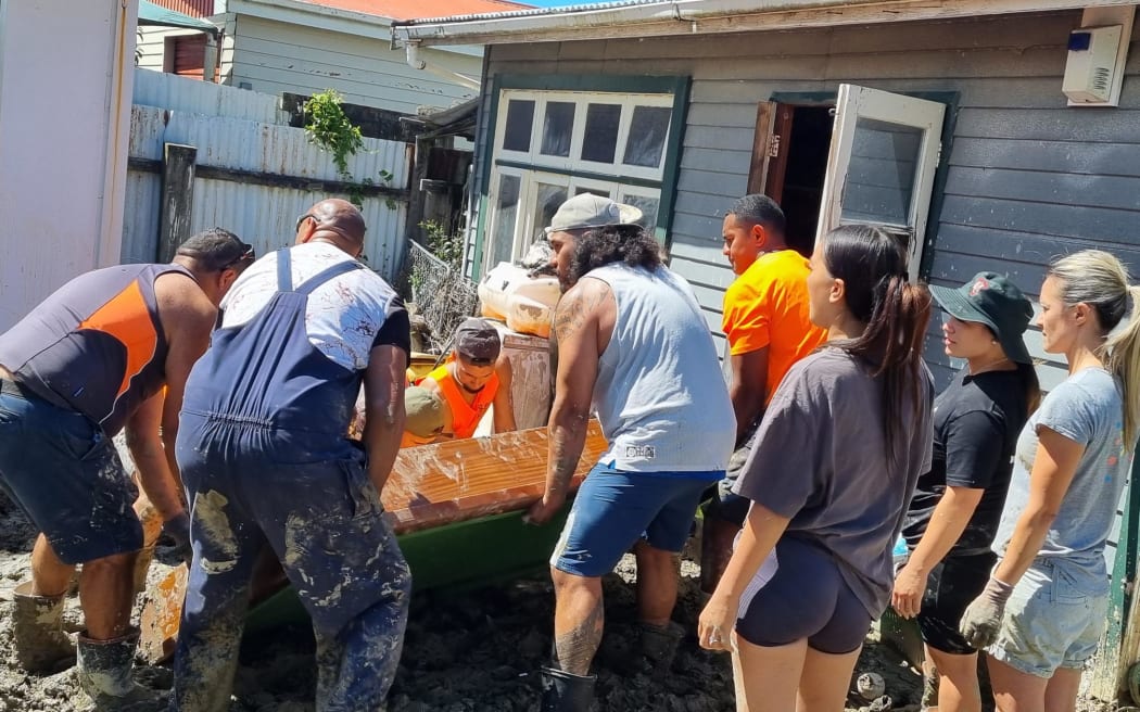 Clean up in Wairoa following Cyclone Gabrielle.