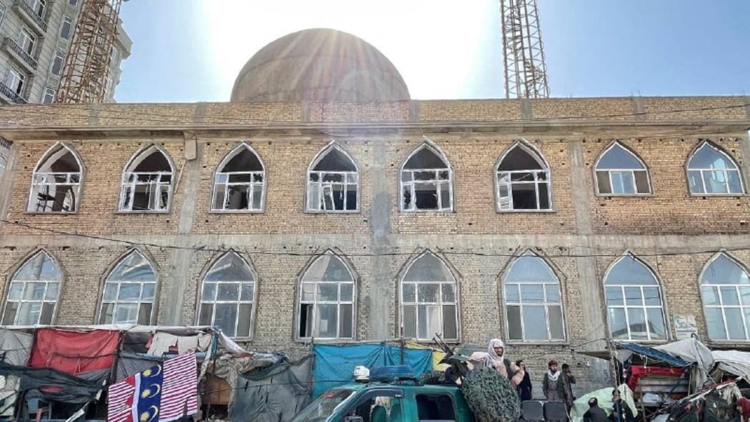 The Seh Dokan mosque stands in a busy area of Mazar-i-Sharif, a city in northern Afghanistan.