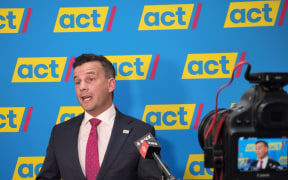 ACT leader David Seymour giving a speech in Auckland