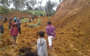 A landslide cutting of the road from Tambul to Mendi following a 7.5 earthquake.