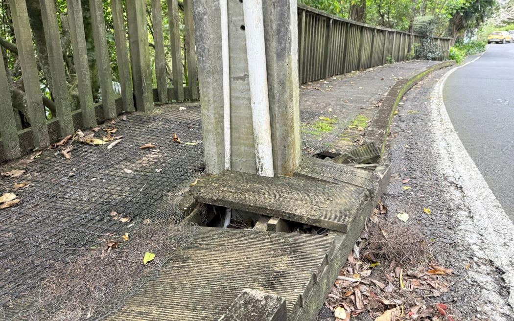 Resident Zoe Hawkins said AT did a shoddy work covering up a hole in one of the wooden paths on Tanekaha Rd.