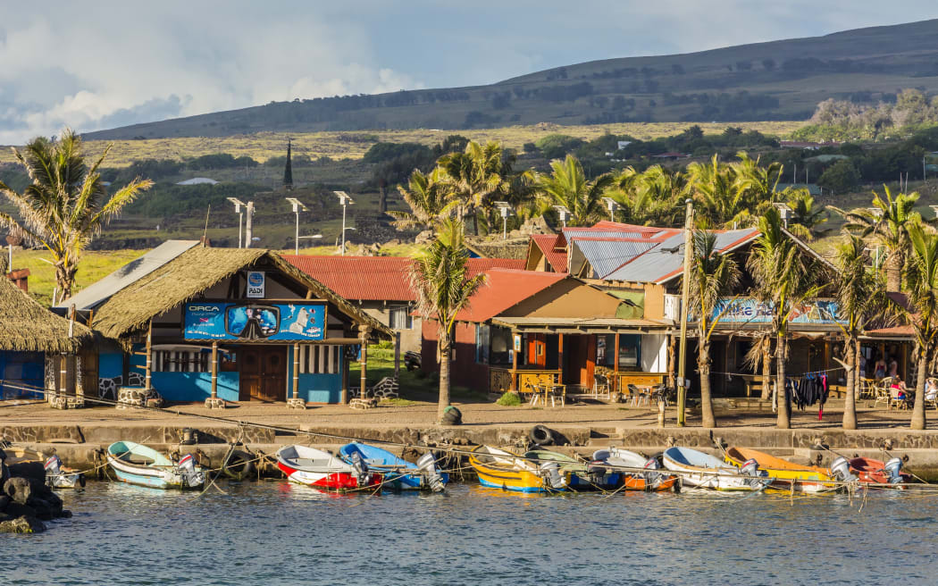 The harbor at Hanga Roa, the main town on Rapa Nui.