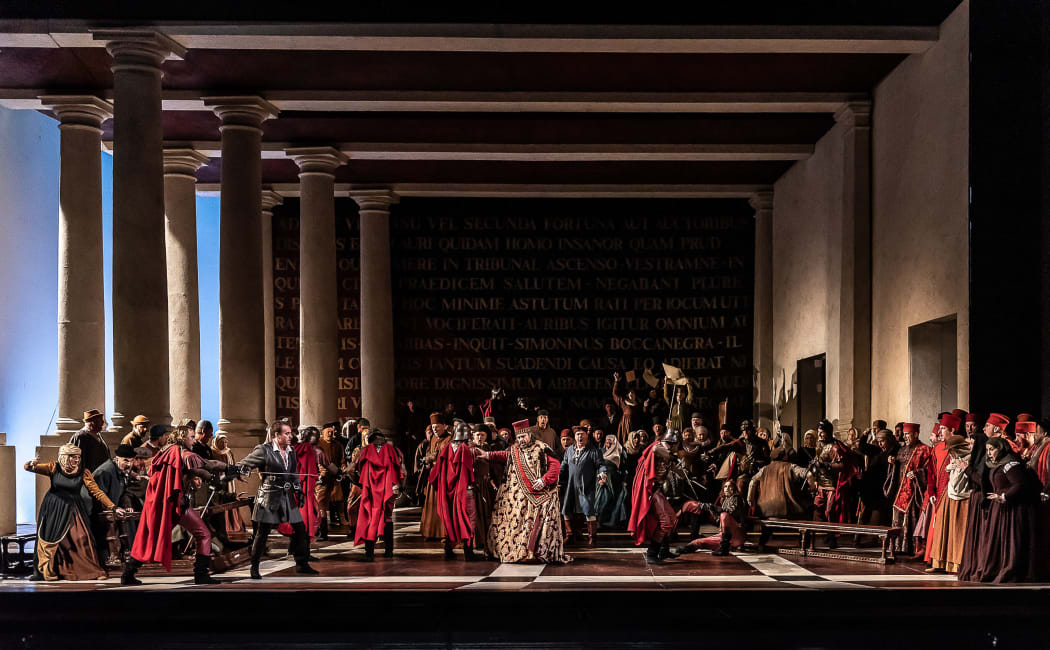A scene from Simon Boccanegra at Royal Opera House