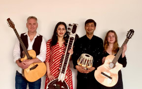 India Meets Ireland: Father-daughter duos Basant and Sargam Madhur (middle) and Jon Sanders and Jenny O'Shea Sanders