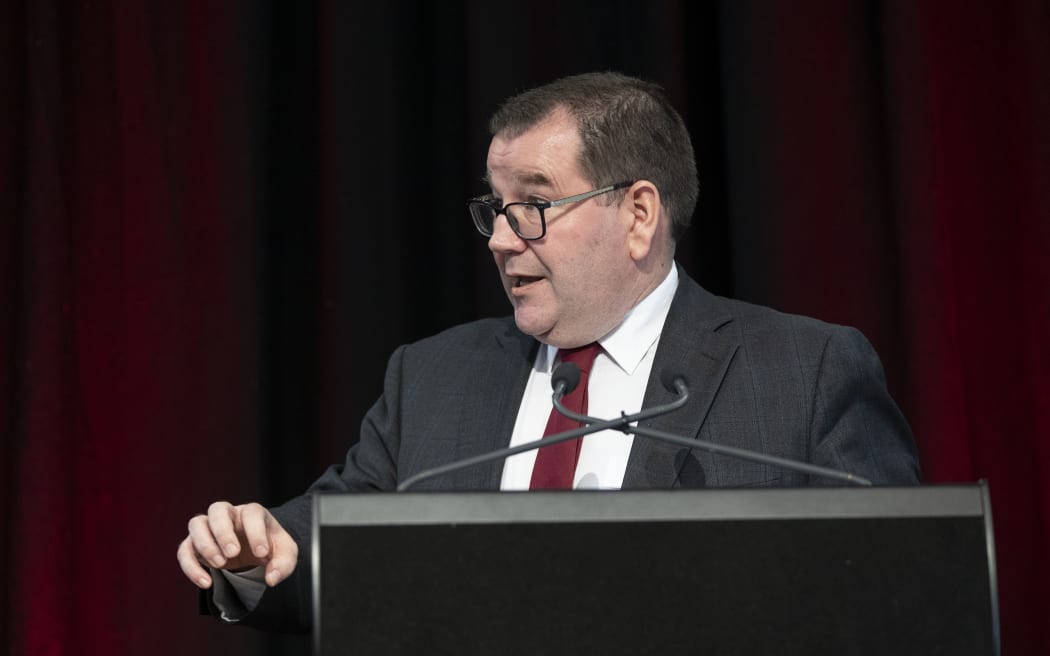 140520 BUDGET 2020 POOL PHOTO 
Finance Minister Grant Robertson delivers 2020 Budget to media in lockup @ banquet hall parliament Wellington  first day Covid level 2
Pictured: Grant Robertson MOF