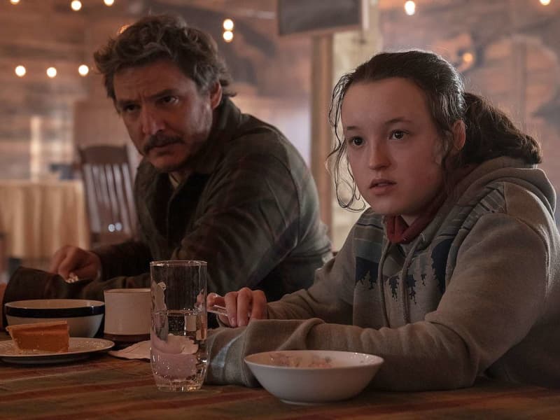Pedro Pascal and Bella Ramsay in Series 2 of The Last of Us.