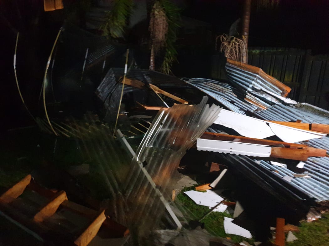 Damage caused by storms in St Heliers tonight.