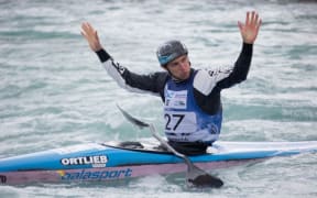 Mike Dawson celebrates his fastest time