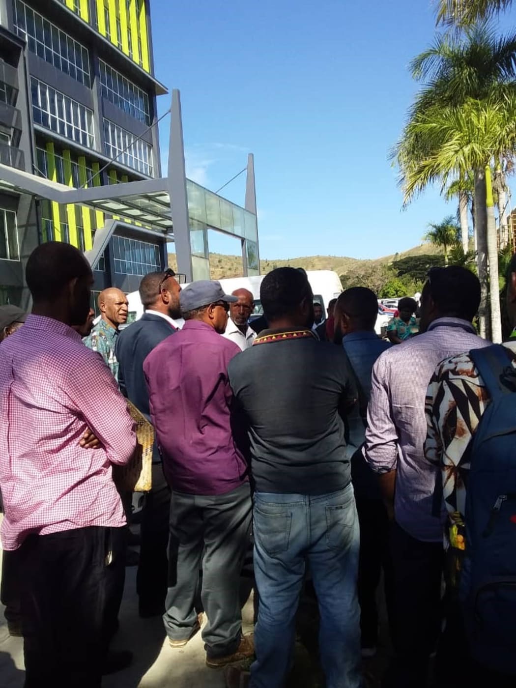 Protest at Papua New Guinea's National Statistics Office in Port Moresby, after dozens of workers were told of job lay-offs. 10 July 2019