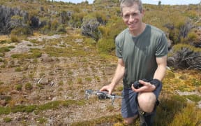 Scientist Andrew Digby from DOC's Kakapo Recovery Team is using drones as part of the management programme for the rare flightless parrot.