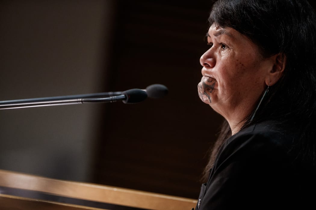 Minister for Local Government Nanaia Mahuta holds a press conference in the Beehive Theatrette on the Three Waters reform.