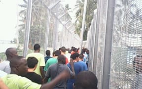 Protest by refugees and asylum seekers on Manus Island.