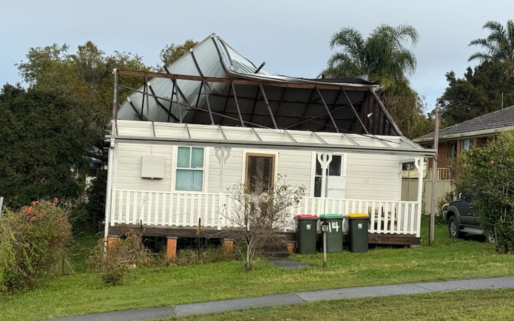 This house in West Kempsey lost its roof as strong winds caused damage across the Mid North Coast.